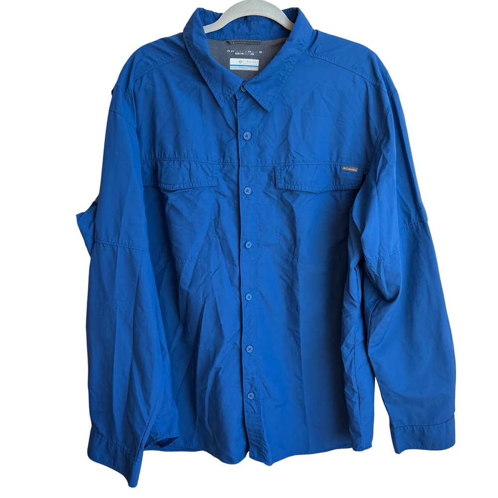 Columbia Silver Ridge Shirt Mens XXL Blue Long Sleeve Omni-Shade Vented Hiking